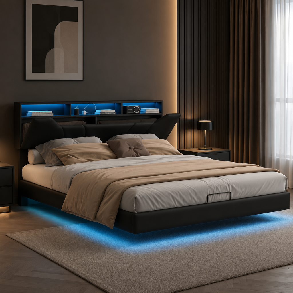 Lit Coffre Flottant LED & USB