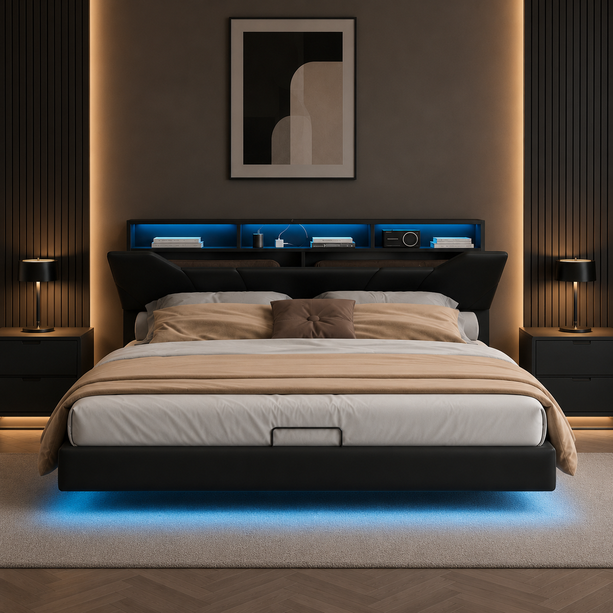 Lit Coffre Flottant LED & USB