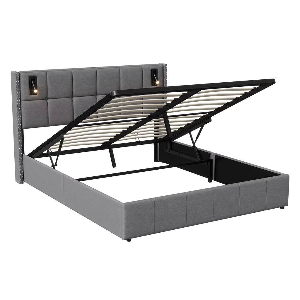 Lit Coffre Hydraulique & Lampe de lecture
